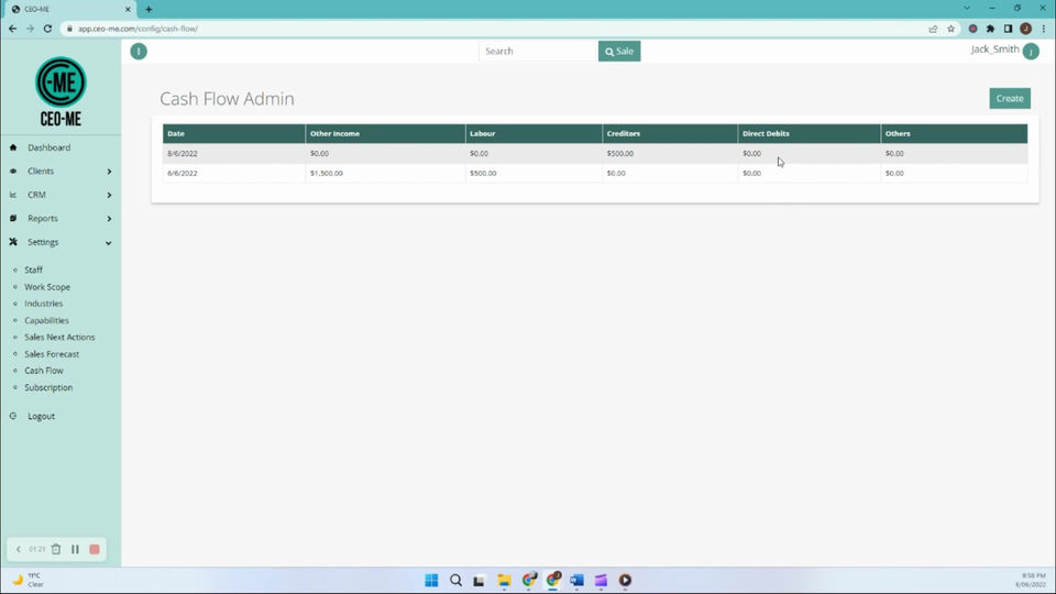 8. SETTINGS: CASH FLOW